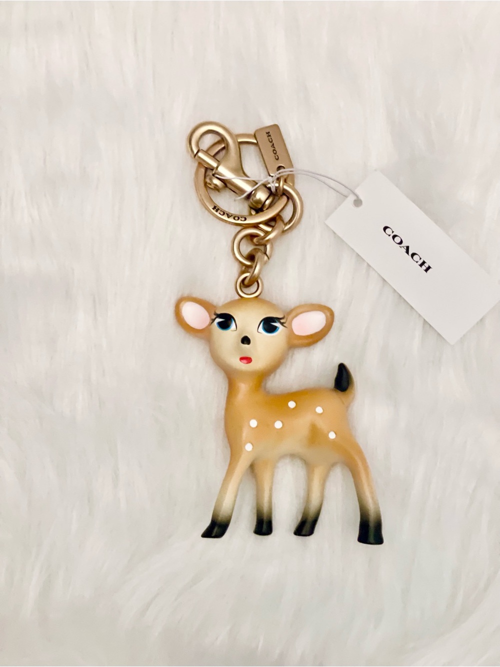 Coach Deer Bag Charm in colour brass/tan NWT Style CCD40 Authentic